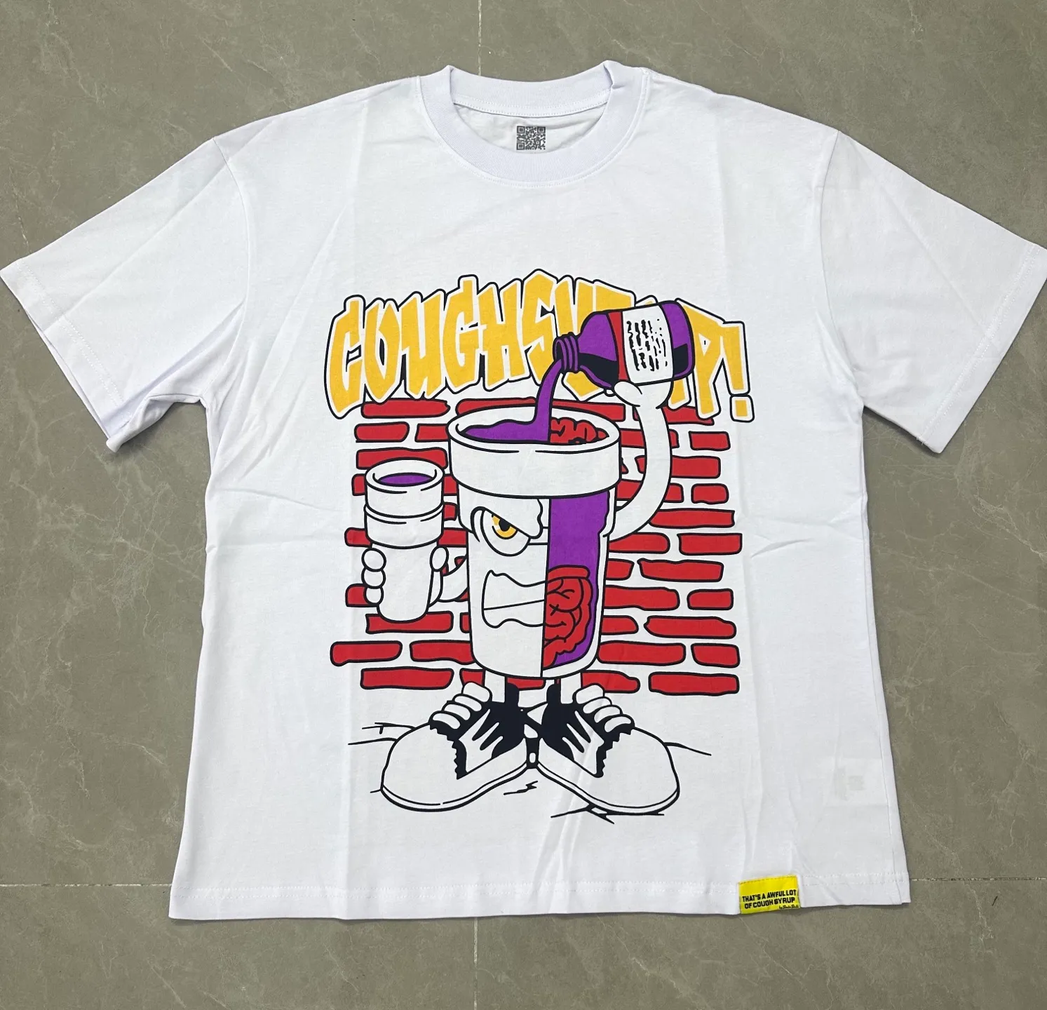2213#White I THAT'S A AWFUL LOT OF COUGH SYRUP In Stock Real shot American simple trendy brand loose casual T-shirt Fabric (fabric): 32 counts Weight combed double yarn pure cotton Sizes (size): S-M L X L Color (colour): White,